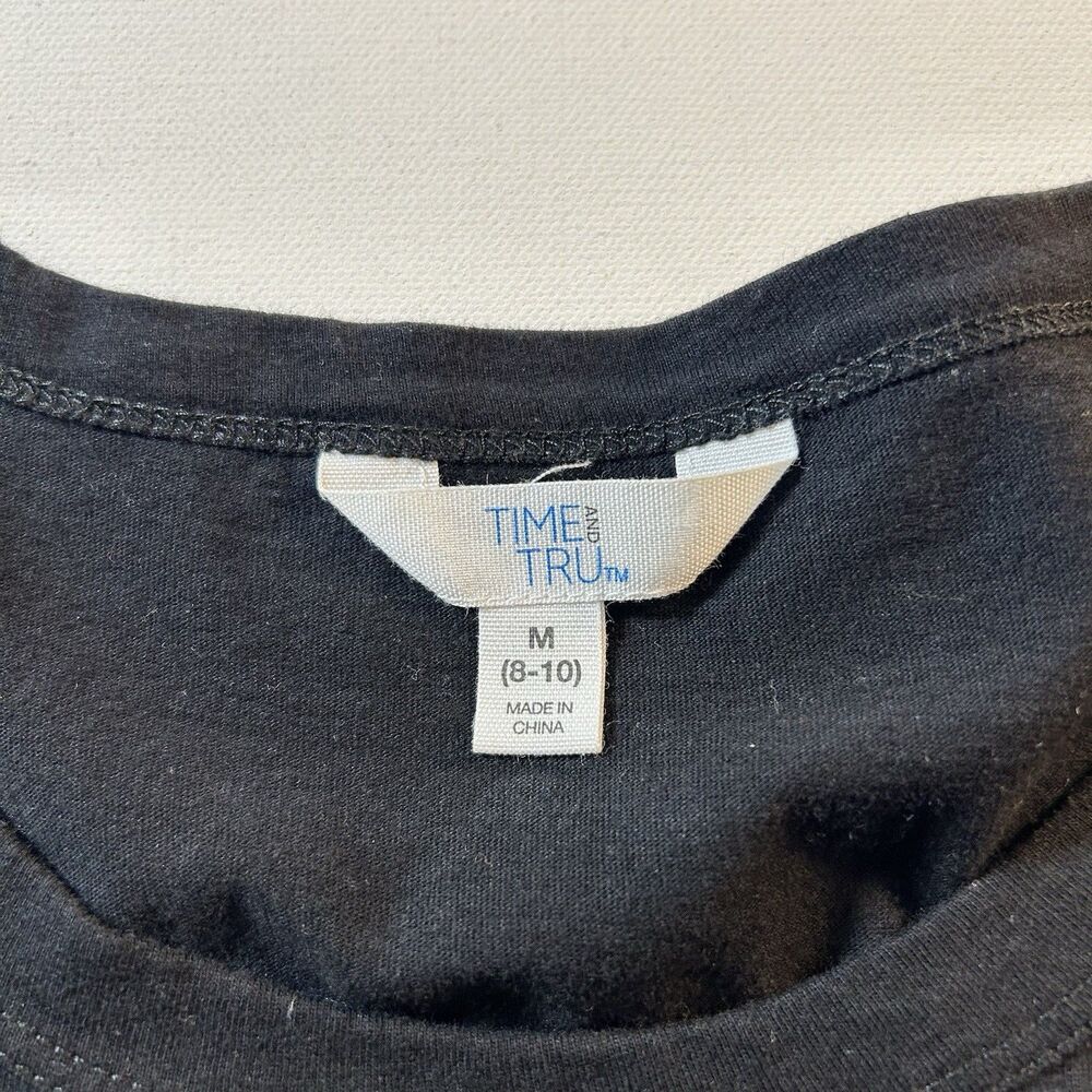 Time and Tru Dress Black Soot Tiered Cotton Casual Short Sleeve Pockets Size M - Picture 6 of 14
